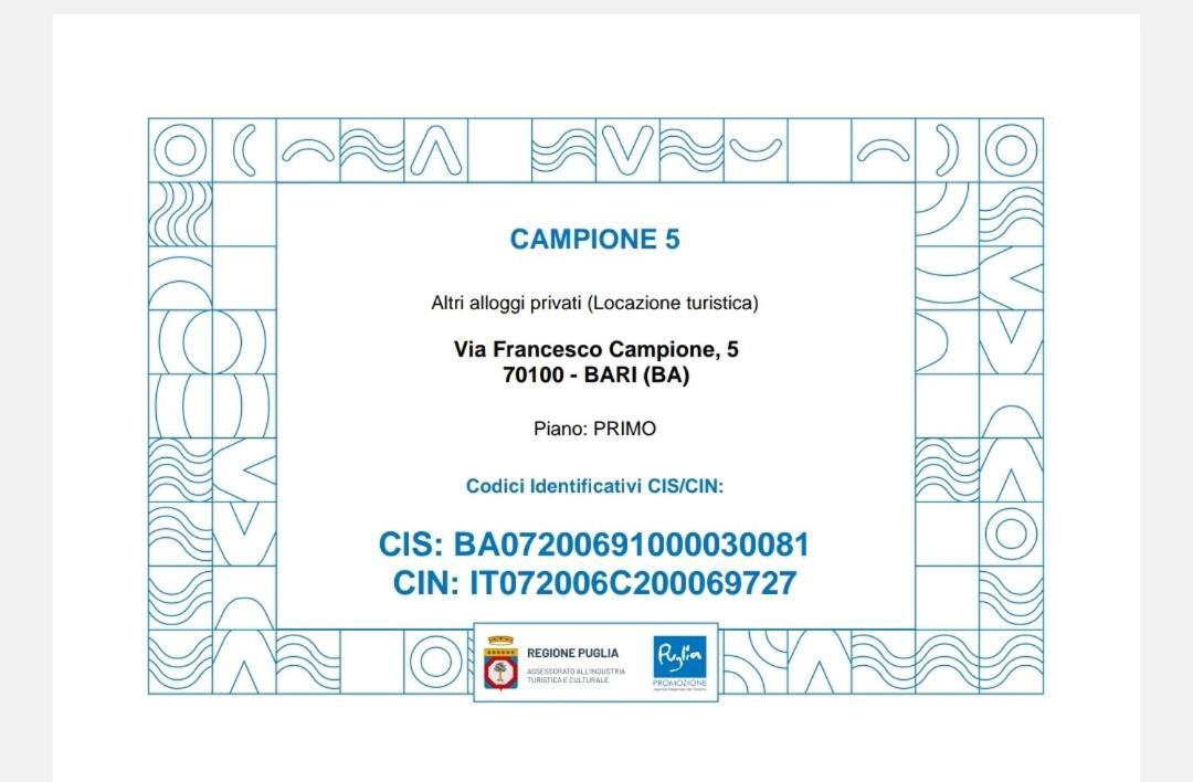 Campione 5 Lägenhet Bari Exteriör bild